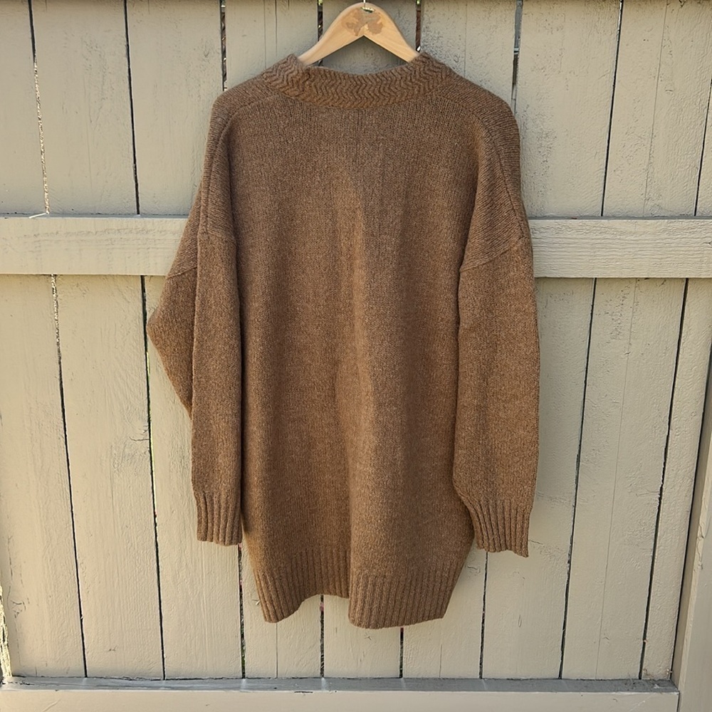 Jenni Kayne Cottage V Neck Cardigan Sweater Sz Small Lagenlook Luxury Tan - Picture 9 of 10